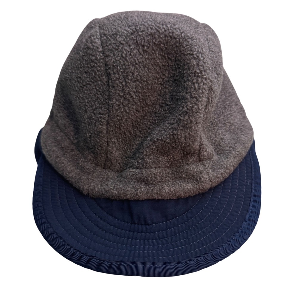 Vintage Patagonia Duckbill Fleece Hat Large Gray Navy Ear Flap Synchilla 90s USA